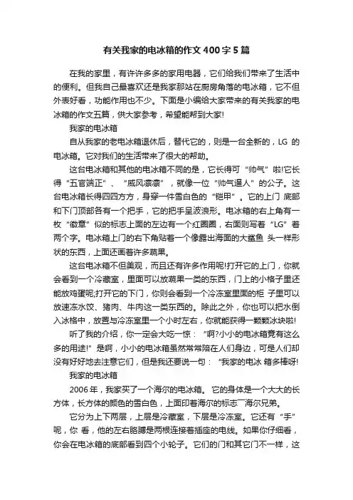 有关我家的电冰箱的作文400字5篇