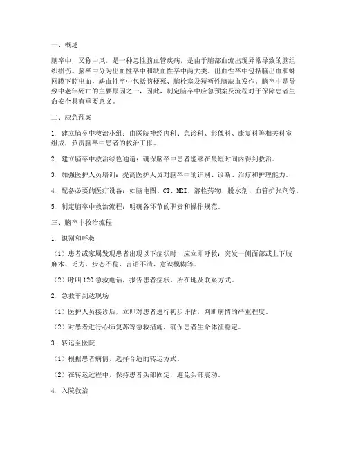 脑卒中应急预案及流程