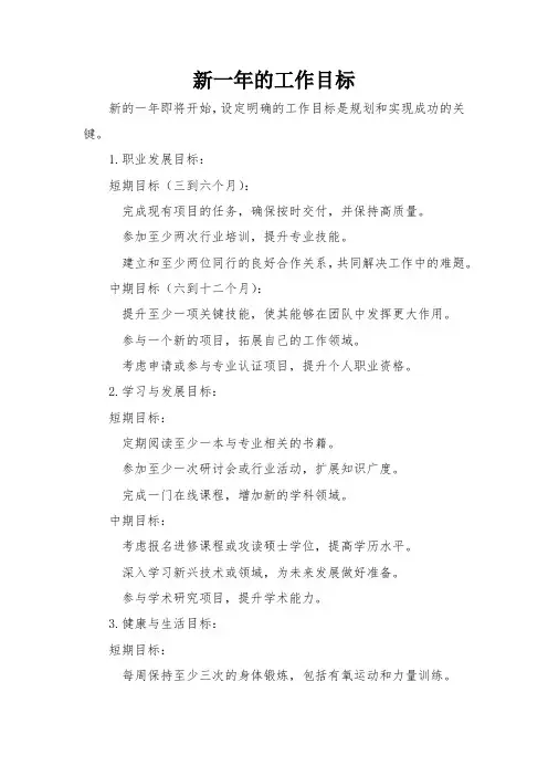 新一年的工作目标