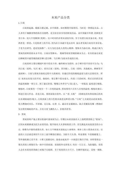 2.木炭产品分类
