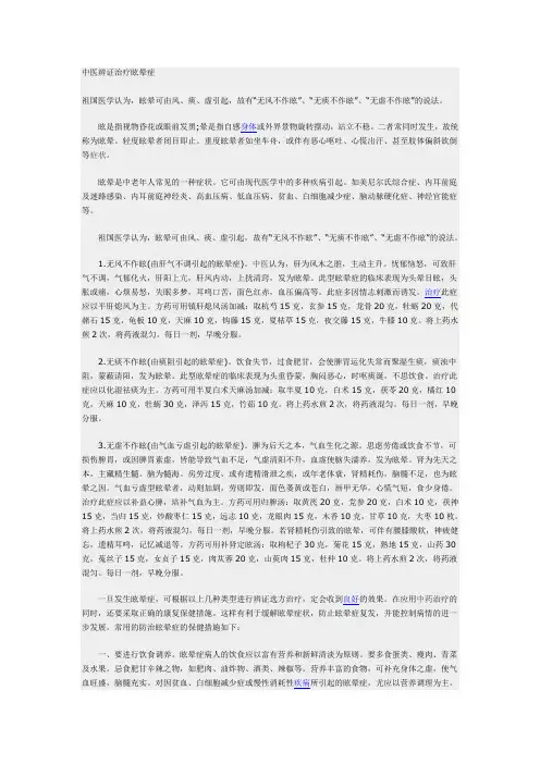 中医辨证治疗眩晕症