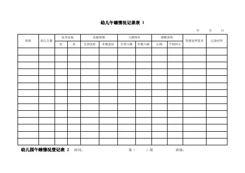 幼儿午睡情况记录表3表
