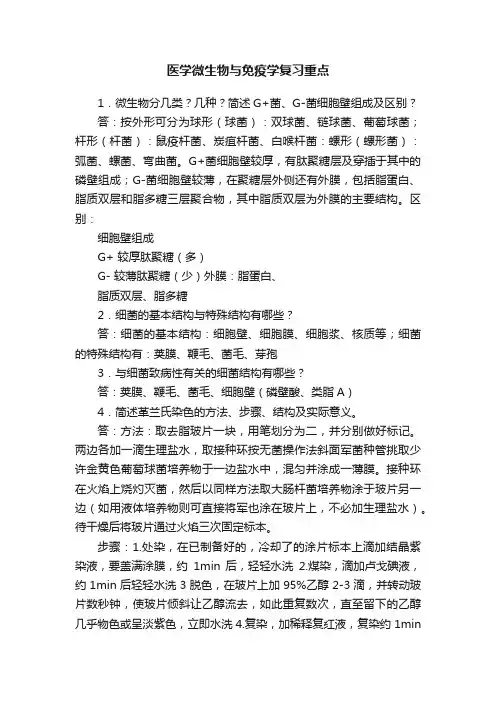 医学微生物与免疫学复习重点
