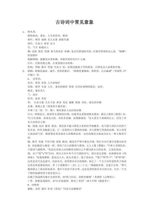 古诗词中常见意象