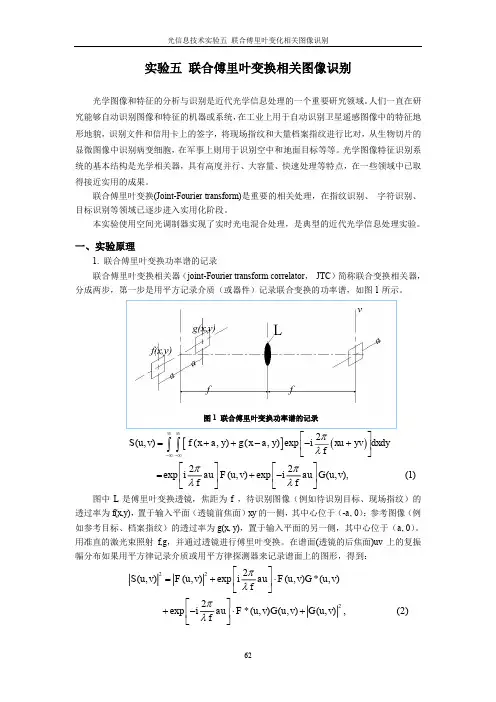 光信息技术5 联合傅里叶变换相关图像识别
