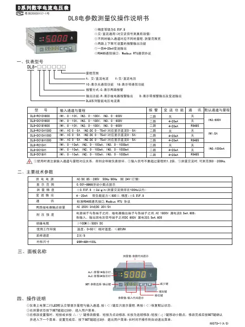 DL8电参数测量仪操作说明书