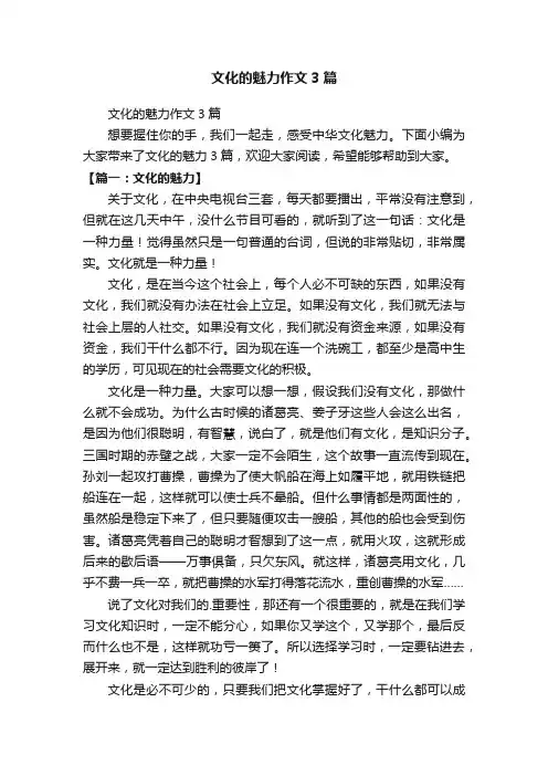 文化的魅力作文3篇
