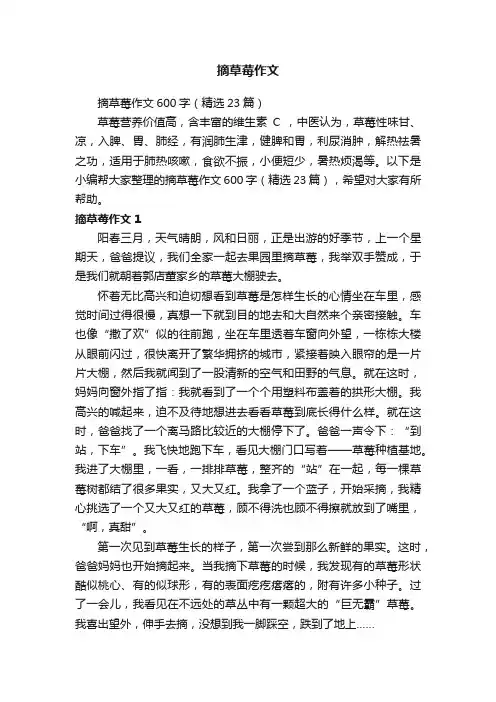 摘草莓作文600字（精选23篇）