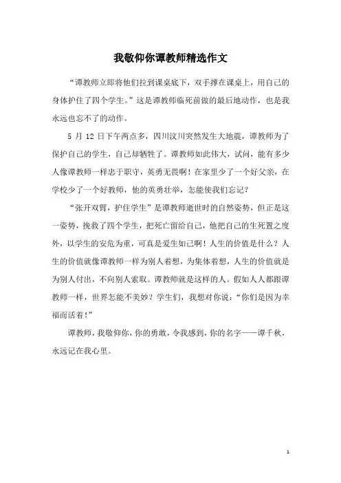 我敬仰你谭教师精选作文