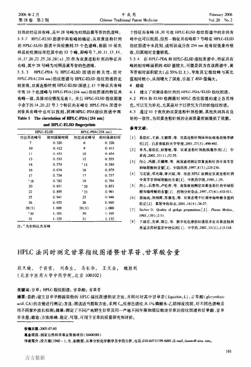 甘草指纹图谱暨甘草苷、甘草酸含量