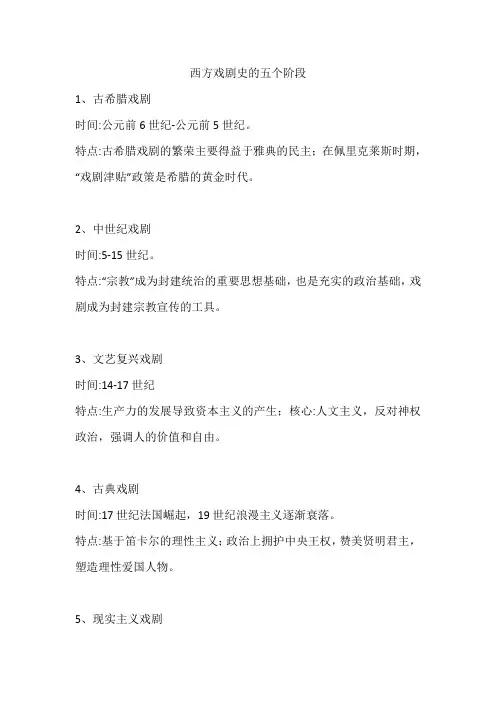 西方戏剧史的五个阶段