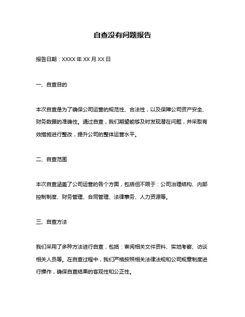 自查没有问题报告