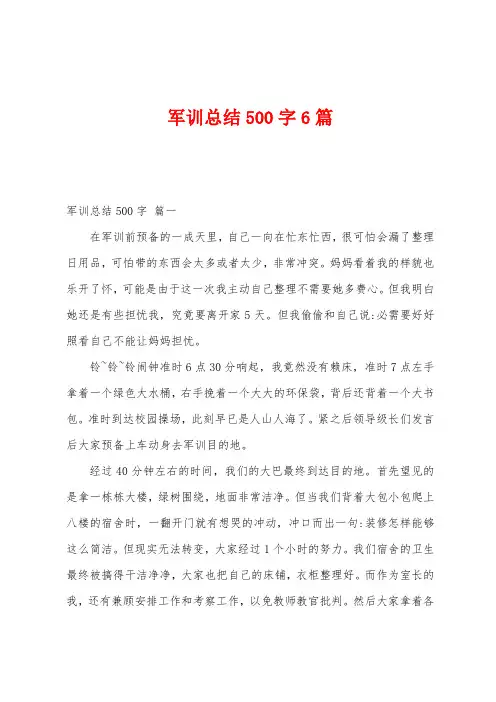 军训总结500字6篇