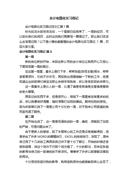 会计电算化实习周记