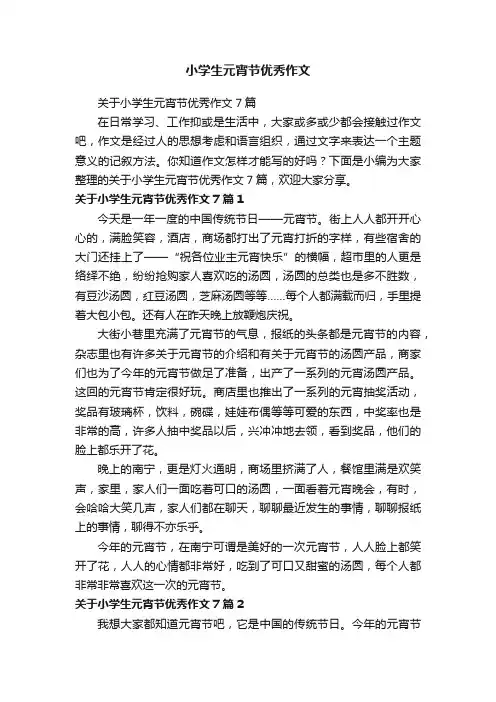 小学生元宵节优秀作文