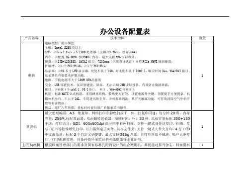 办公设备配置表