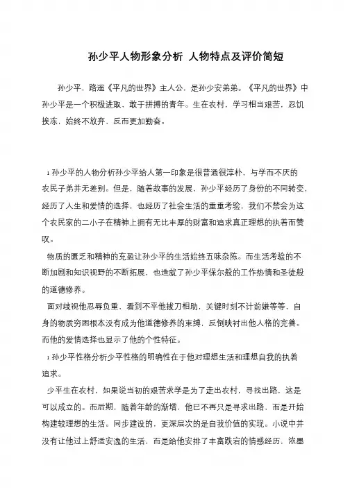 孙少平人物形象分析 人物特点及评价简短