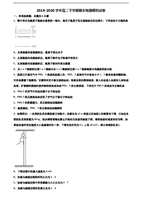 2020学年宁夏银川市新高考高二物理下学期期末学业水平测试试题