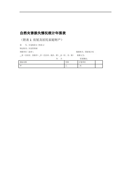 自然灾害损失情况统计年报表 房屋及居民家庭财产2020版