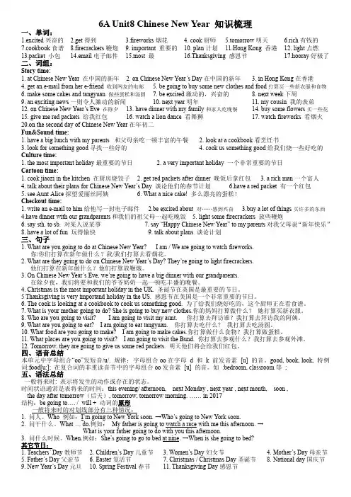 (译林版)6A U8 Chinese New Year 知识梳理