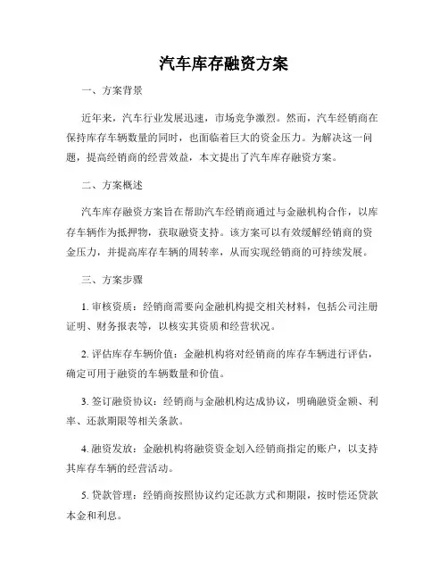 汽车库存融资方案