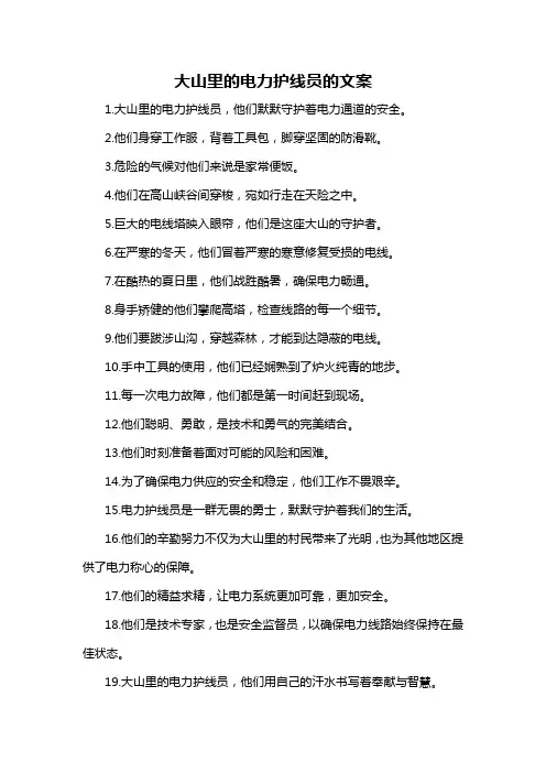 大山里的电力护线员的文案-概述说明以及解释