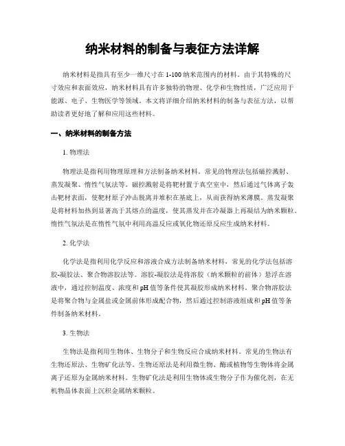 纳米材料的制备与表征方法详解
