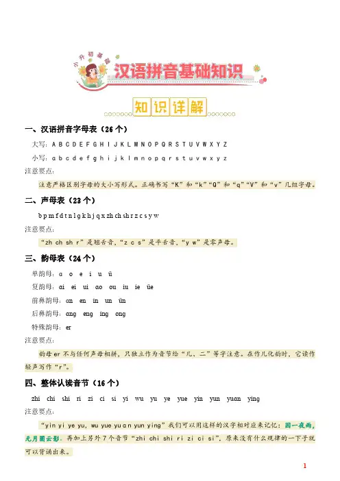 小升初：汉语拼音基础知识