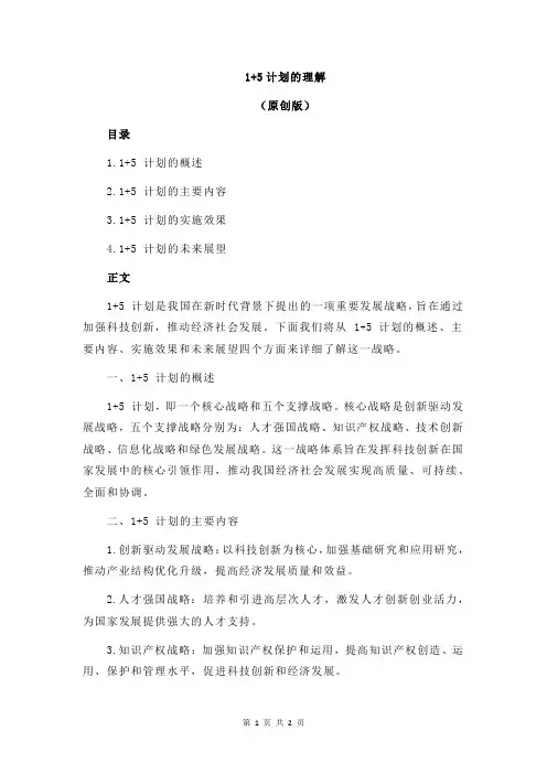 1+5计划的理解