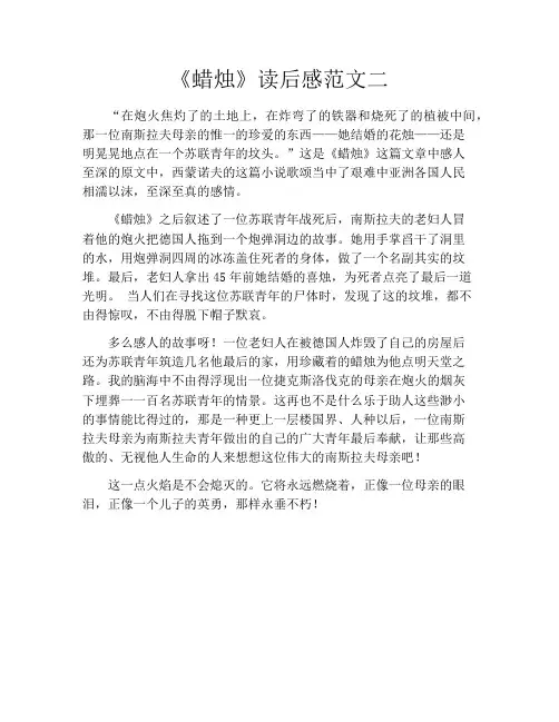 《蜡烛》读后感范文二