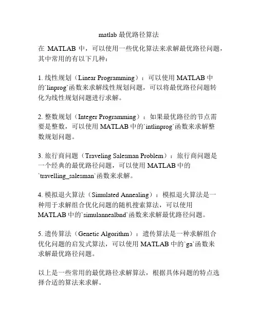 matlab 最优路径算法