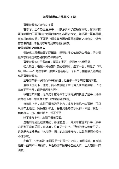 黄果树瀑布之旅作文4篇
