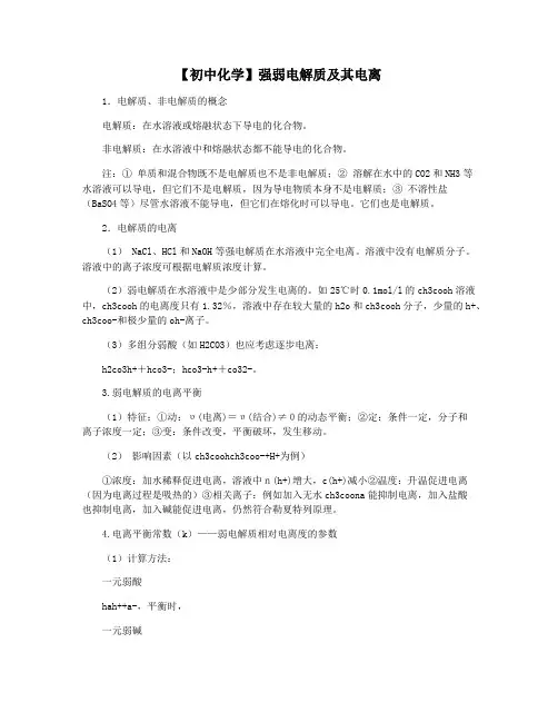 【初中化学】强弱电解质及其电离