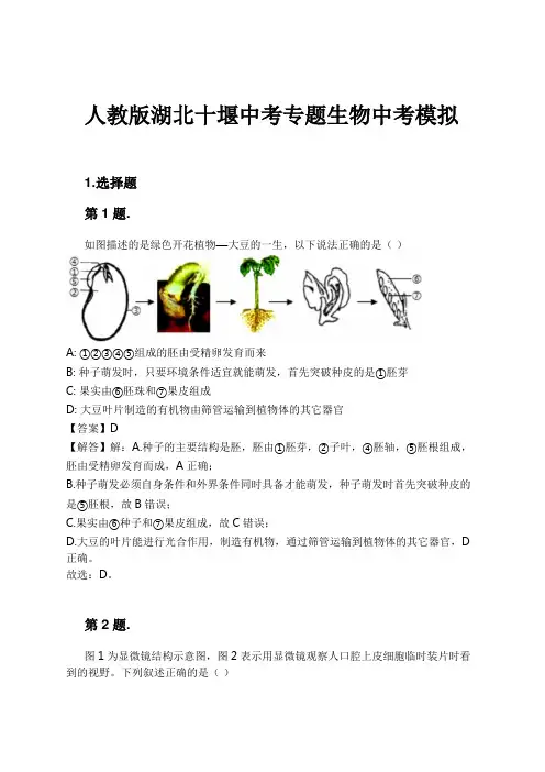 人教版湖北十堰中考专题生物中考模拟试卷及解析