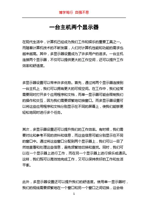 一台主机两个显示器