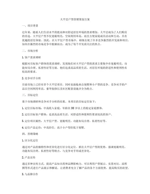 大平层户型营销策划方案