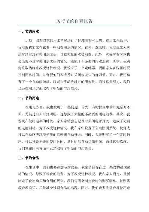 厉行节约自查报告