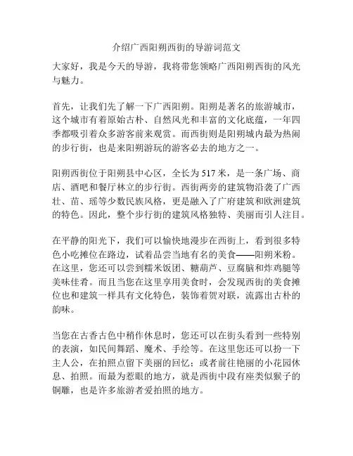 介绍广西阳朔西街的导游词范文