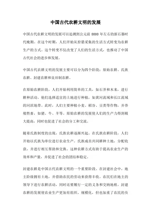 中国古代农耕文明的发展