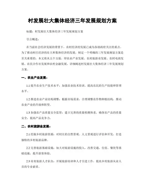 村发展壮大集体经济三年发展规划方案