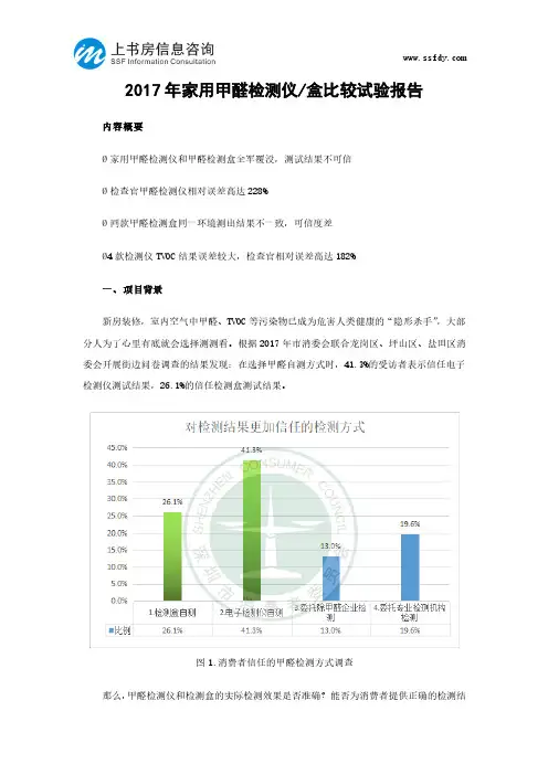 2017年家用甲醛检测仪盒比较试验报告-上书房信息咨询