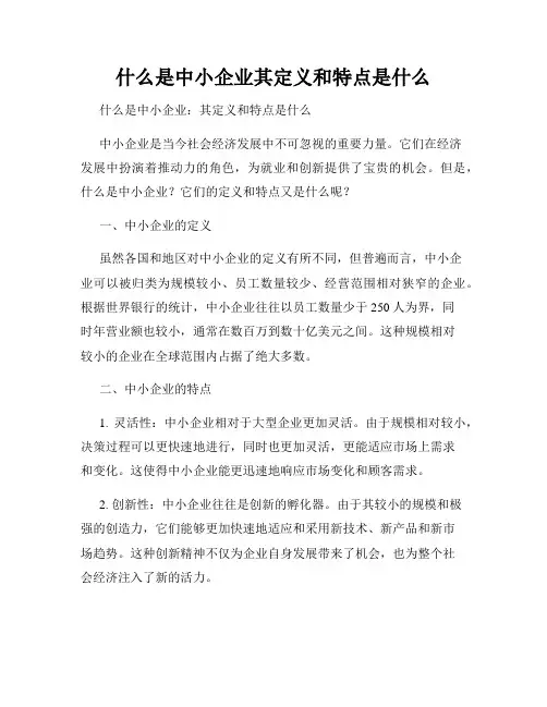什么是中小企业其定义和特点是什么