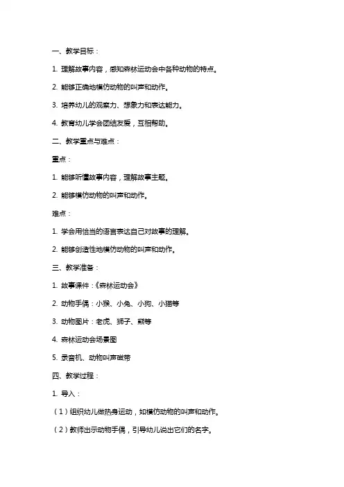 中班语言《森林运动会》教案