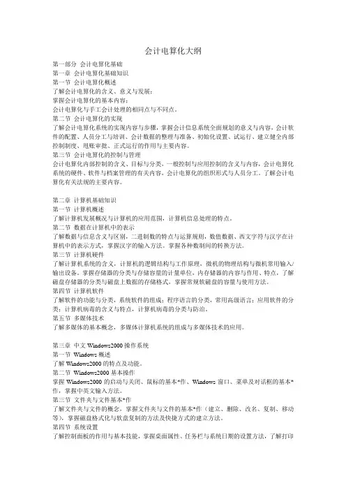 会计电算化大纲