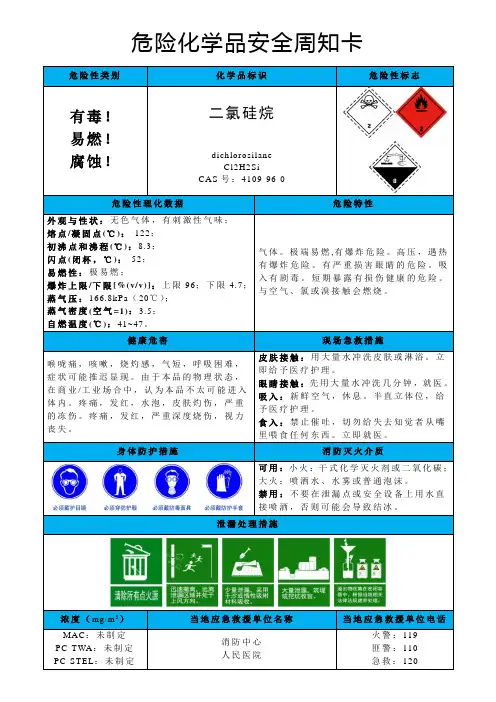 二氯硅烷-危险化学品安全周知卡