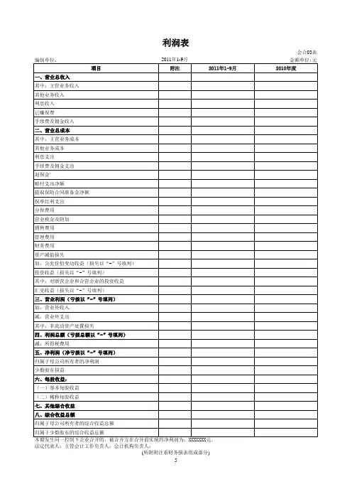 合并报表模板