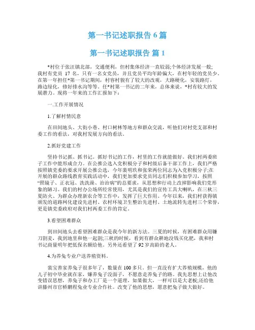 第一书记述职报告6篇