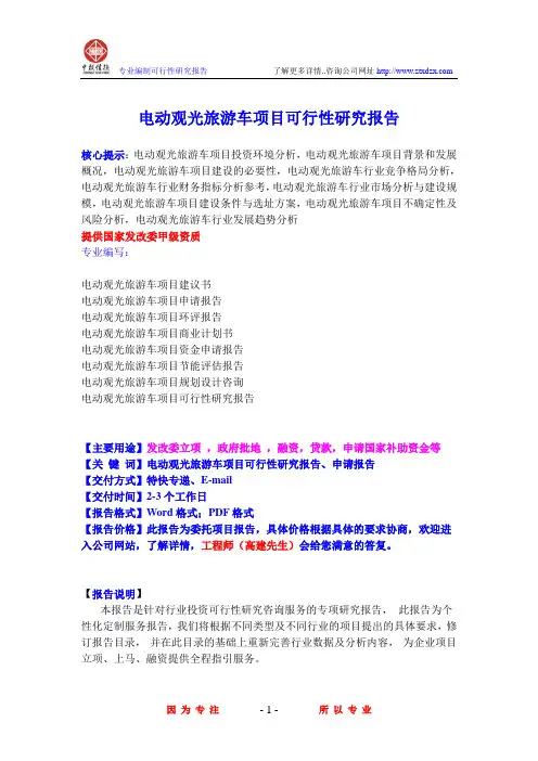 电动观光旅游车项目可行性研究报告