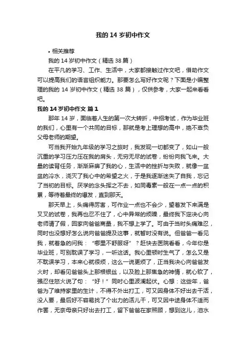 我的14岁初中作文