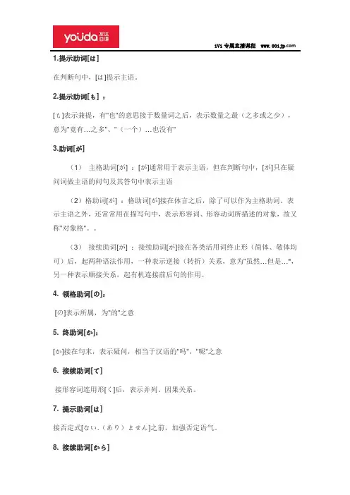 【友达日语】日语学习中的58个助词